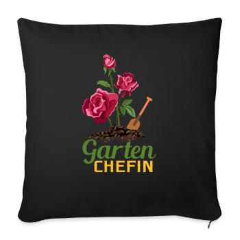 Garten Chefin Mutter Muttertag Hobbygärtnerin - Sofakissenbezug 45 x 45 cm - Schwarz - Vorne