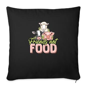 Les animaux ne sont pas des amis de la nourriture - Végétalien végétarien - Housse de coussin décorative 45 x 45 cm - noir - Devant