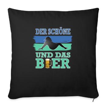 Der Schöne und das Bier Vatertag Bier Party Männer - Sofakissenbezug 45 x 45 cm - Schwarz - Vorne