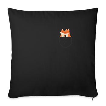 Fox in bag - Fox fan art fox lover - - Sofa pillowcase 17,3'' x 17,3'' (45 x 45 cm) - black - Front