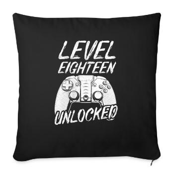 Level 18 Unlocked 18th Birthday - Sofa pillowcase 17,3'' x 17,3'' (45 x 45 cm) - black - Front