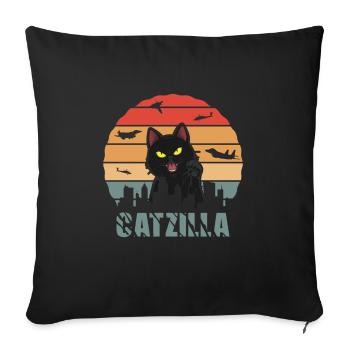 Katze Film Catzilla Schwarze katze - Sofakissenbezug 45 x 45 cm - Schwarz - Vorne