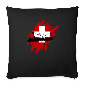 Suisse Tshirt Drapeau Switzerland Zurich Berne - Housse de coussin décorative 45 x 45 cm - noir - Devant