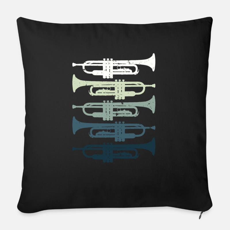 Trumpet Retro Jazz - Sofakissenbezug 45 x 45 cm - Schwarz
