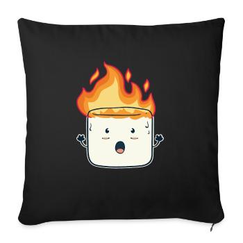 Drôle de cadeau de camping en feu de marshmallow - Housse de coussin décorative 45 x 45 cm - noir - Devant
