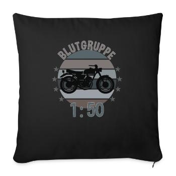 Blutgruppe 1:50 Moped Motorrad DDR Osten Geschenk - Sofakissenbezug 45 x 45 cm - Schwarz - Vorne