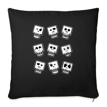Funny Skulls Emoticon Skull - Sofa pillowcase 17,3'' x 17,3'' (45 x 45 cm) - black - Front
