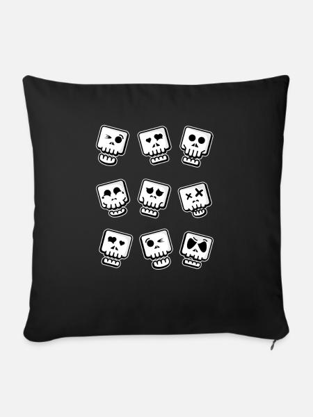 Lustige Totenköpfe Emoticon Totenkopf - Sofakissenbezug 45 x 45 cm - Schwarz