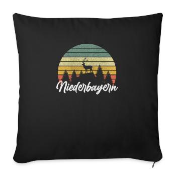 Lower Bavaria dahoam Bavaria home mountains hiking - Sofa pillowcase 17,3'' x 17,3'' (45 x 45 cm) - black - Front