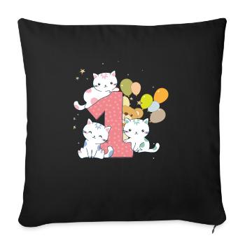 Anniversaire bébé - 1er anniversaire - Housse de coussin décorative 45 x 45 cm - noir - Devant