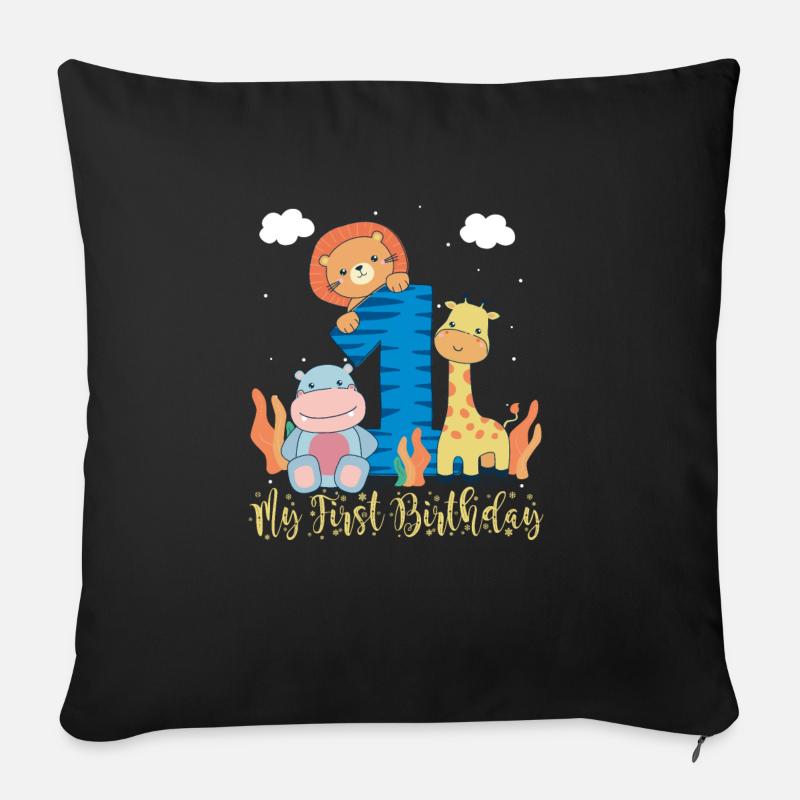 Geburtstag Baby - 1. Geburtstag - Sofakissenbezug 45 x 45 cm - Schwarz