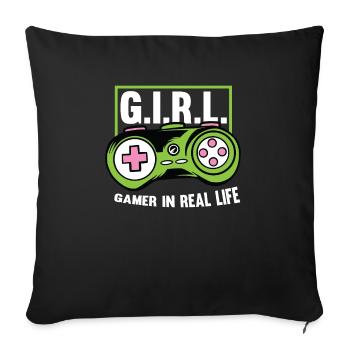 Jeux Gamer Fille Fille Sort Game Cadeau - Housse de coussin décorative 45 x 45 cm - noir - Devant