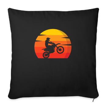 Motorry Motocross Enduro battement de cœur - Housse de coussin décorative 45 x 45 cm - noir - Devant