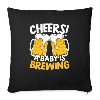 Cheers A Baby Is Brewing Annonce de grossesse - Housse de coussin décorative 45 x 45 cm - noir - Devant