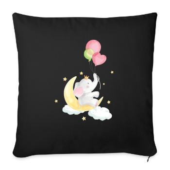 Doux éléphant bébé - Housse de coussin décorative 45 x 45 cm - noir - Devant