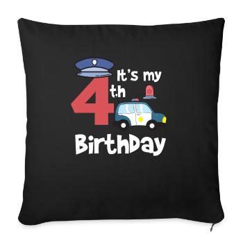 Police 4th Birthday Years Young Child Gift - Sofa pillowcase 17,3'' x 17,3'' (45 x 45 cm) - black - Front