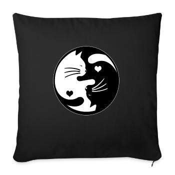 Katzen Ying Yang - Sofakissenbezug 45 x 45 cm - Schwarz - Vorne