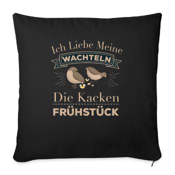 Zwergwachtel Wachteln Wachteleier Frühstück Retro - Sofakissenbezug 45 x 45 cm - Schwarz - Vorne
