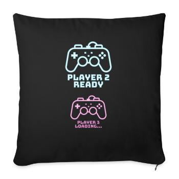 Player 2 3 lädt Geburt Baby Gaming Gamer Geschenk - Sofakissenbezug 45 x 45 cm - Schwarz - Vorne