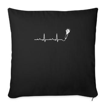 Heartbeat Heart Line Heart Rate Karaoke Shirt - Sofa pillowcase 17,3'' x 17,3'' (45 x 45 cm) - black - Front