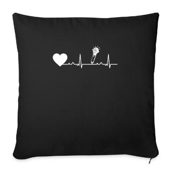Heartbeat Heart Line Heart Rate Karaoke Shirt - Sofa pillowcase 17,3'' x 17,3'' (45 x 45 cm) - black - Front