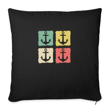 Ancre bateau maritime maritime cadeau - Housse de coussin décorative 45 x 45 cm - noir - Devant