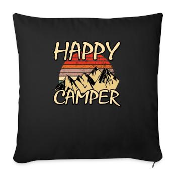 campeur heureux - Housse de coussin décorative 45 x 45 cm - noir - Devant