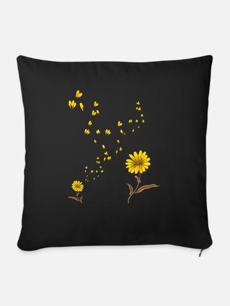 Sonnenschein Blumenblüte Sonnenblume - Sofakissenbezug 45 x 45 cm - Schwarz