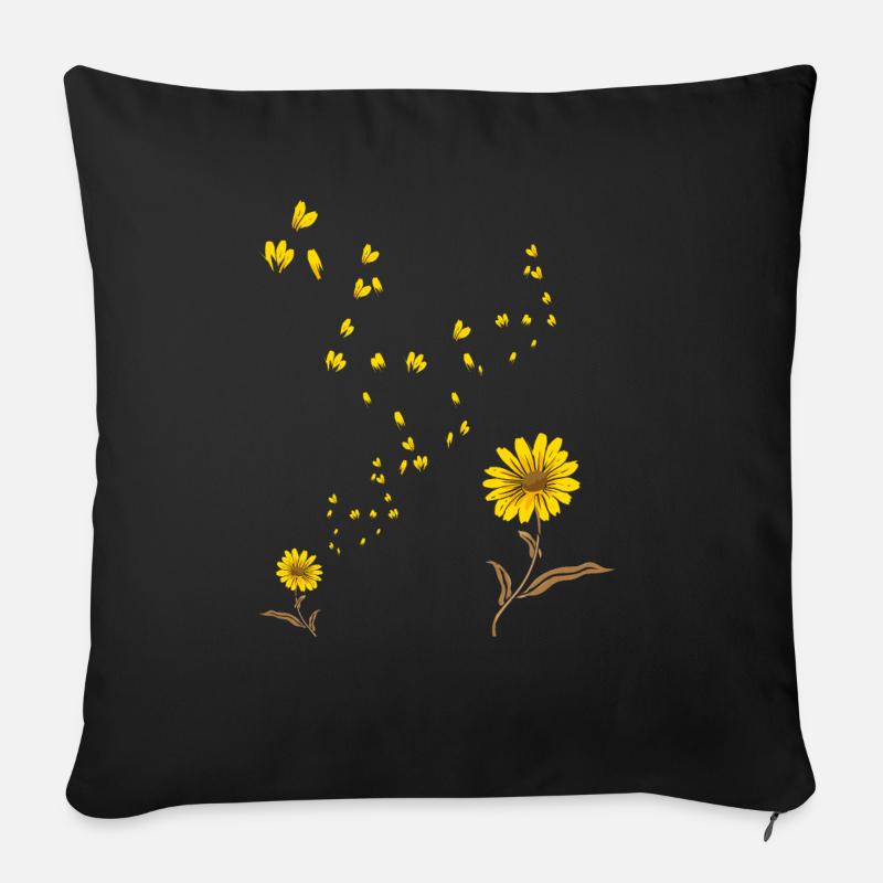 Sonnenschein Blumenblüte Sonnenblume - Sofakissenbezug 45 x 45 cm - Schwarz