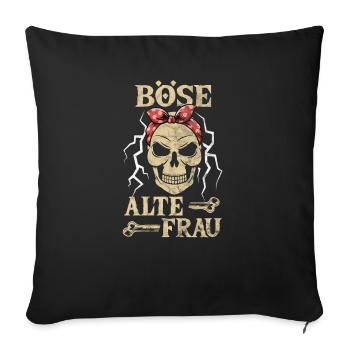 Böse Alte Frau Totenkopf Haarband Alte Weiße Frau - Sofakissenbezug 45 x 45 cm - Schwarz - Vorne
