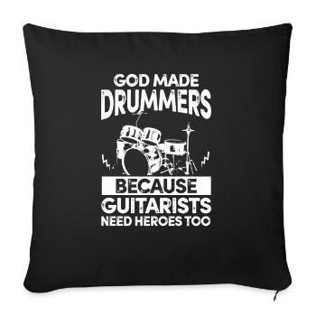 Batterie musique batteur groupe cadeau drumset - Housse de coussin décorative 45 x 45 cm - noir - Devant