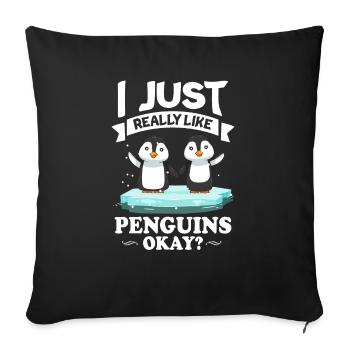 Pingouin Tshirt pour l’oiseau de manchot empereur hiver animal - Housse de coussin décorative 45 x 45 cm - noir - Devant