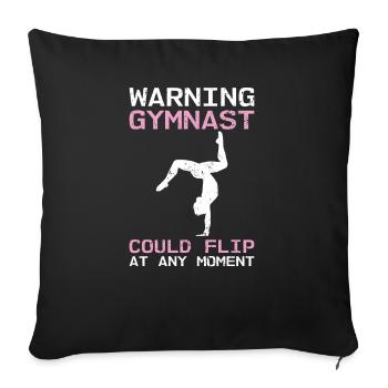 Warning Gymnast Could Flip At Any Moment Stand mains - Housse de coussin décorative 45 x 45 cm - noir - Devant