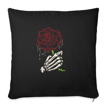 Skeleton Hand Red Rose Flower - Sofa pillowcase 17,3'' x 17,3'' (45 x 45 cm) - black - Front