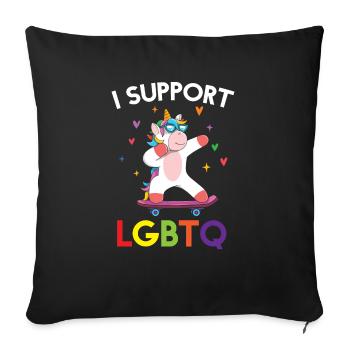 I Support LGBTQ Unicorn - Sofa pillowcase 17,3'' x 17,3'' (45 x 45 cm) - black - Front