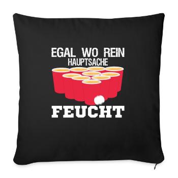 Funny Saufen Saying Beer Pong Competition - Sofa pillowcase 17,3'' x 17,3'' (45 x 45 cm) - black - Front