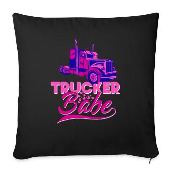 Camionneur camion routier chauffeur de camion professionnelle travail conducteur - Housse de coussin décorative 45 x 45 cm - noir - Devant