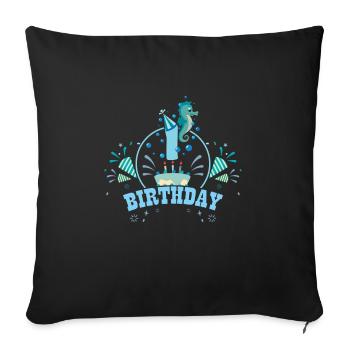 1 anniversaire d’hippocampe - Housse de coussin décorative 45 x 45 cm - noir - Devant