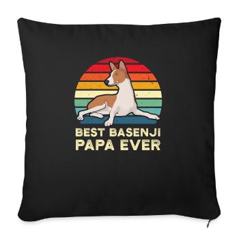 Meilleur Basenji Papa Ever Sunset Shirt Retro Basenji - Housse de coussin décorative 45 x 45 cm - noir - Devant