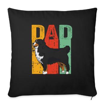 Bernese Mountain Dog Dad Sunset Shirt Retro Bernes - Housse de coussin décorative 45 x 45 cm - noir - Devant