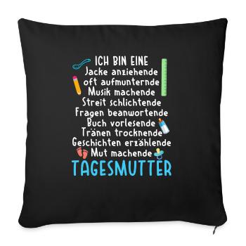 Tagesmutter Erzieher Kindergarten Kita Tagesmutter - Sofakissenbezug 45 x 45 cm - Schwarz - Vorne