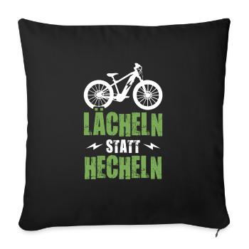 E-Bike Lächeln Statt Hecheln Elektro Fahrrad - Sofakissenbezug 45 x 45 cm - Schwarz - Vorne