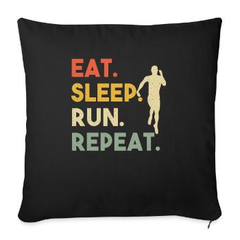 Eat Sleep Run Repeat Retro Runner Training Outdoor - Sofa pillowcase 17,3'' x 17,3'' (45 x 45 cm) - black - Front