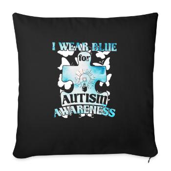 Autisme Autiste Asberger Autisme Awareness Puzzle - Housse de coussin décorative 45 x 45 cm - noir - Devant
