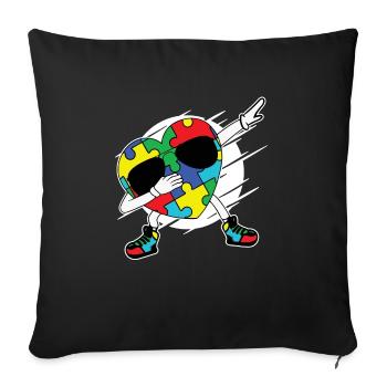 Autisme Autiste Asberger Autisme Awareness Puzzle - Housse de coussin décorative 45 x 45 cm - noir - Devant