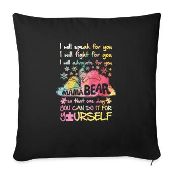 Autisme Autiste Asberger Autisme Awareness Maman - Housse de coussin décorative 45 x 45 cm - noir - Devant