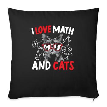 I Love Math And Cats Mathematics Teacher - Sofa pillowcase 17,3'' x 17,3'' (45 x 45 cm) - black - Front