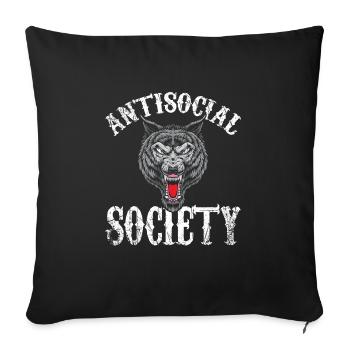 Antisocial society - Sofa pillowcase 17,3'' x 17,3'' (45 x 45 cm) - black - Front
