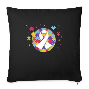 Autisme Autiste Asberger Autisme Awareness Puzzle - Housse de coussin décorative 45 x 45 cm - noir - Devant