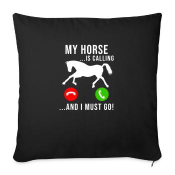 Cheval Appelez Les Chevaux Filles Drôles d’équitation étable - Housse de coussin décorative 45 x 45 cm - noir - Devant